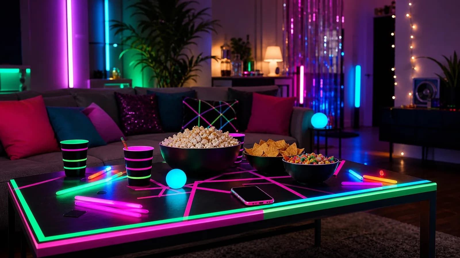 Neon themafeest organiseren: glow decoratie, dresscode en spellen